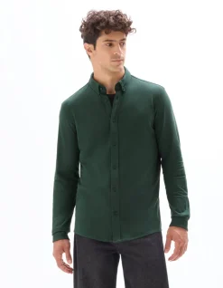 Celio Chemise regular jersey piqué - vert foncé^Homme Chemises