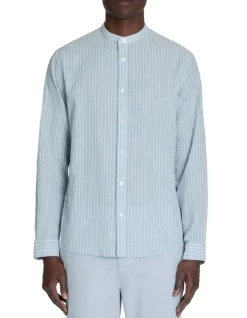 Celio Chemise regular rayé en lin et coton - bleu^Homme Chemises|Sélection Lin