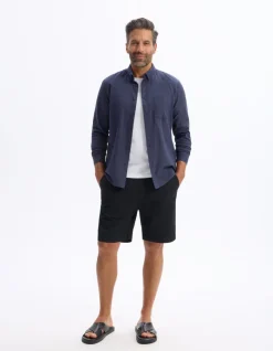 Celio Chemise regular slub 100% coton - marine^Homme Chemises