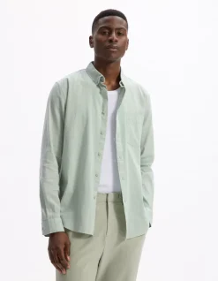 Celio Chemise regular slub 100% coton - kaki^Homme Chemises