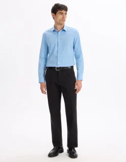 Celio Chemise slim en coton stretch - bleu moyen^Homme Chemises|Chemises Habillées