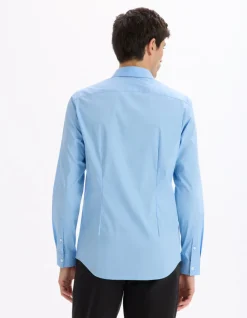 Celio Chemise slim en coton stretch - bleu moyen^Homme Chemises|Chemises Habillées
