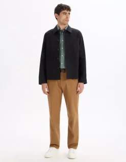 Celio Chemise slim en coton stretch - kaki^Homme Chemises|Chemises Habillées