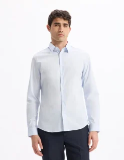 Celio Chemise slim en coton stretch -^Homme Chemises|Chemises Habillées