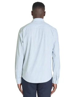 Celio Chemise slim rayée à col français stretch - bleu^Homme Chemises