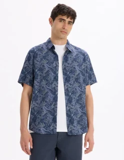Celio Chemisette imprimé palmier 100% viscose -^Homme Chemises|Chemises Manches Courtes