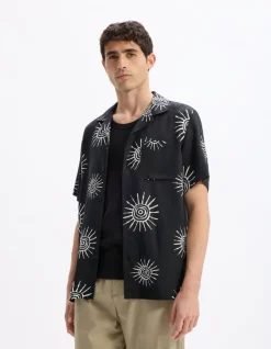 Celio Chemisette imprimé soleil 100% viscose -^Homme Chemises Manches Courtes|Chemises