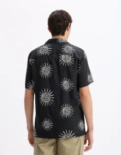 Celio Chemisette imprimé soleil 100% viscose -^Homme Chemises Manches Courtes|Chemises
