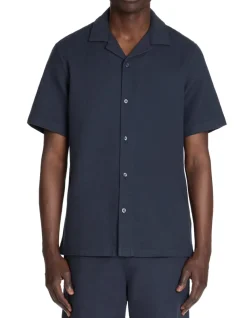 Celio Chemisette regular 100% coton texturé - marine^Homme Chemises Manches Courtes|Chemises