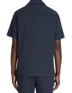 Celio Chemisette regular 100% coton texturé - marine^Homme Chemises Manches Courtes|Chemises