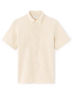 Celio Chemisette regular 100% coton jacquard - écru^Homme Chemises|Chemises Manches Courtes