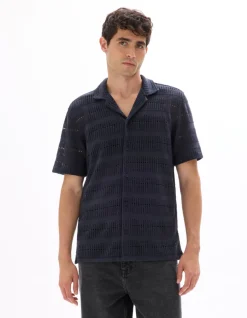 Celio chemisette regular à crochet - bleu^Homme Chemises Manches Courtes|Chemises
