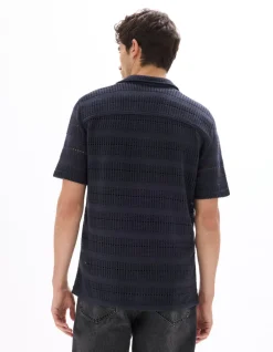 Celio chemisette regular à crochet - bleu^Homme Chemises Manches Courtes|Chemises