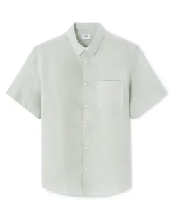 Celio Chemisette regular 100% lin - menthe^Homme Chemises Manches Courtes|Chemises