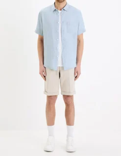 Celio Chemisette regular 100% lin -^Homme Chemises Manches Courtes|Chemises