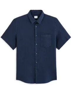 Celio Chemisette regular 100% lin - marine^Homme Chemises Manches Courtes|Chemises