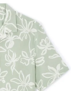 Celio Chemisette regular à motif floral en lin et coton - kaki^Homme Chemises Manches Courtes|Chemises