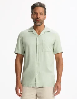 Celio Chemisette regular 100% viscose - kaki^Homme Chemises Manches Courtes|Chemises
