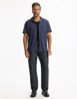 Celio Chemisette regular 100% viscose - marine^Homme Chemises Manches Courtes|Chemises
