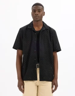 Celio Chemisette regular broderie anglaise 100% coton -^Homme Chemises Manches Courtes|Chemises
