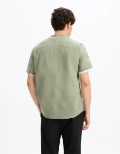 Celio Chemisette regular col mao 100% lin -^Homme Chemises Manches Courtes|Chemises