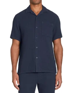 Celio Chemisette regular en gaze de coton - marine^Homme Chemises Manches Courtes|Chemises