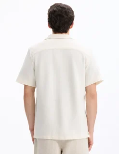 Celio Chemisette regular en jersey uni - beige^Homme Chemises Manches Courtes|Chemises
