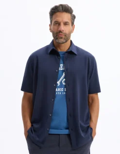 Celio Chemisette regular en jersey - marine^Homme Chemises Manches Courtes|Chemises