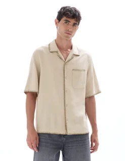 Celio Chemisette regular en lin et viscose -^Homme Chemises Manches Courtes|Chemises