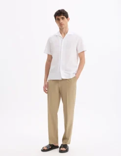 Celio Chemisette regular en lin et coton -^Homme Chemises Manches Courtes|Chemises