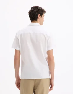 Celio Chemisette regular en lin et coton -^Homme Chemises Manches Courtes|Chemises