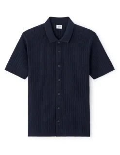 Celio Chemisette regular en maille ajouré - marine^Homme Chemises Manches Courtes|Chemises