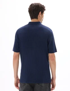 Celio Chemisette regular en maille ajouré - marine^Homme Chemises Manches Courtes|Chemises