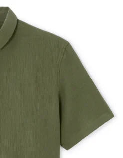 Celio Chemisette regular froissée 100% coton - kaki^Homme Chemises Manches Courtes|Chemises