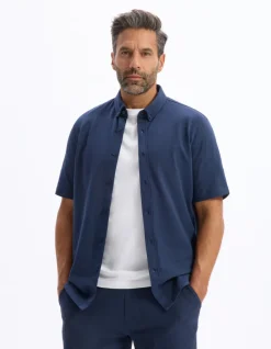 Celio Chemisette regular jersey piqué - marine^Homme Chemises Manches Courtes|Chemises
