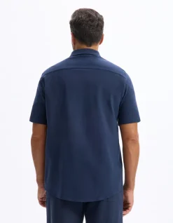 Celio Chemisette regular jersey piqué - marine^Homme Chemises Manches Courtes|Chemises