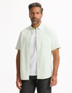 Celio Chemisette regular oxford 100% coton - menthe^Homme Chemises Manches Courtes|Chemises