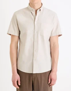 Celio Chemisette regular oxford 100% coton -^Homme Chemises Manches Courtes|Chemises