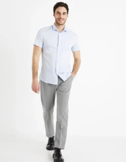 Celio Chemisette slim en coton stretch -^Homme Chemises Manches Courtes|Chemises
