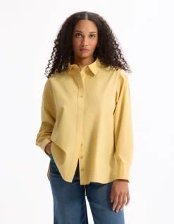 Celio Chemisier en coton - jaune^Femme Chemises & Blouses