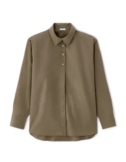 Celio Chemisier en coton - kaki^Femme Chemises & Blouses
