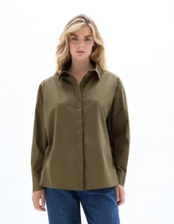 Celio Chemisier en coton - kaki^Femme Chemises & Blouses
