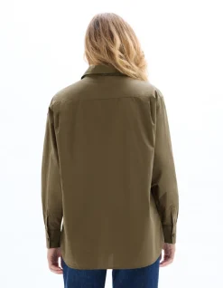 Celio Chemisier en coton - kaki^Femme Chemises & Blouses