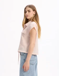 Celio Chemisier en gaze de coton sans manches - rose^Femme Chemises & Blouses|Les Ensembles