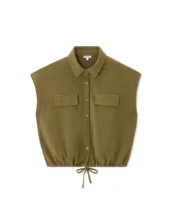 Celio Chemisier en gaze de coton sans manche - vert^Femme Chemises & Blouses|Les Ensembles