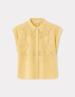 Celio Chemisier sans manches brodé - jaune^Femme Chemises & Blouses