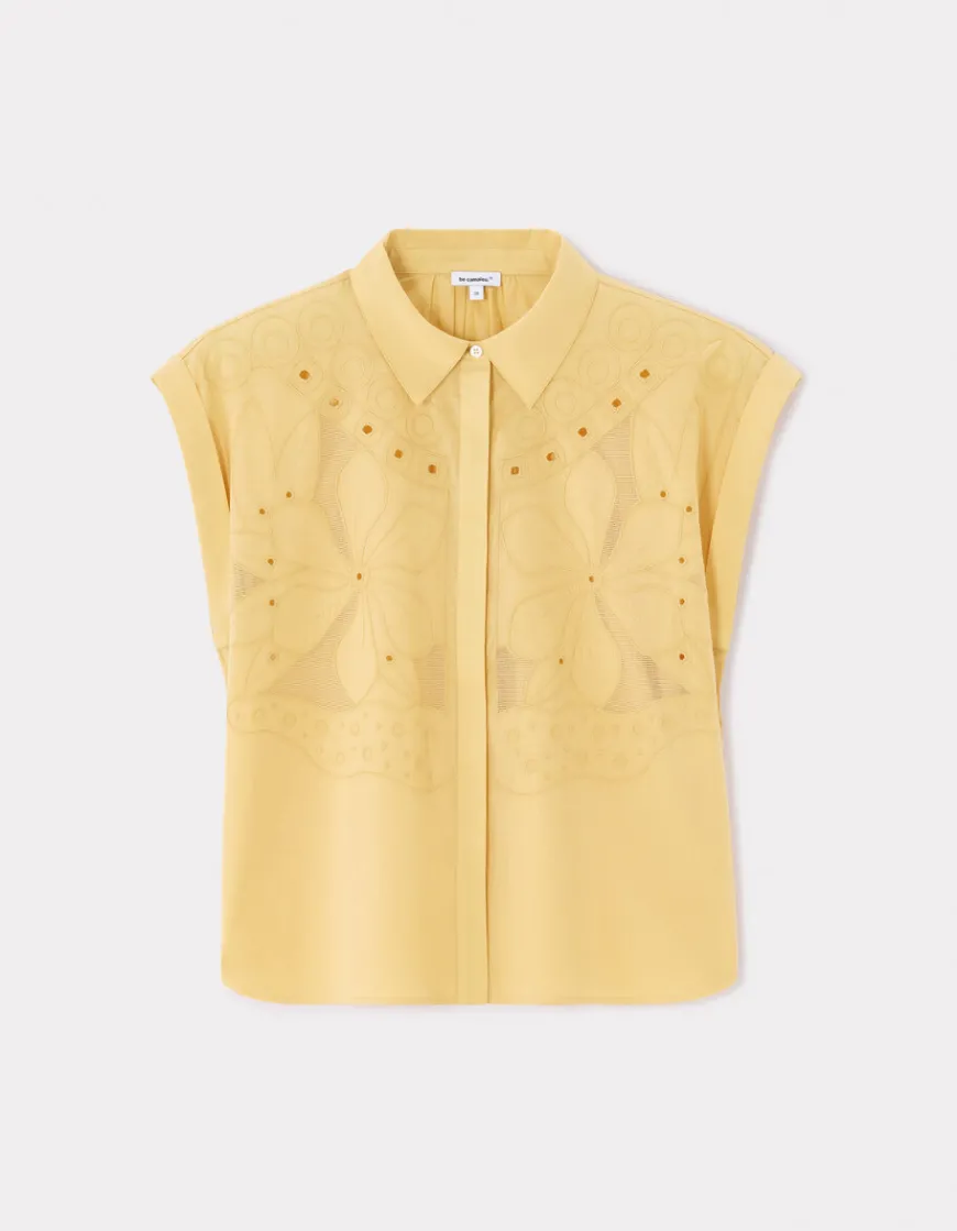 Celio Chemisier sans manches brodé - jaune^Femme Chemises & Blouses