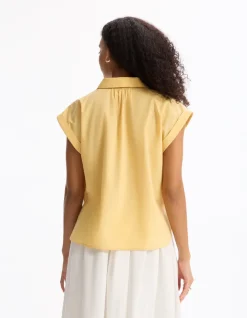 Celio Chemisier sans manches brodé - jaune^Femme Chemises & Blouses