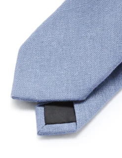 Celio Cravate unie en lin et viscose - bleu^Homme Cravates|Accessoires