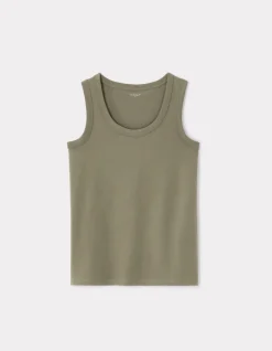 Celio Débardeur coton biologique - kaki^Femme Les Essentiels Aux Meilleurs Prix|T-Shirts & Tops